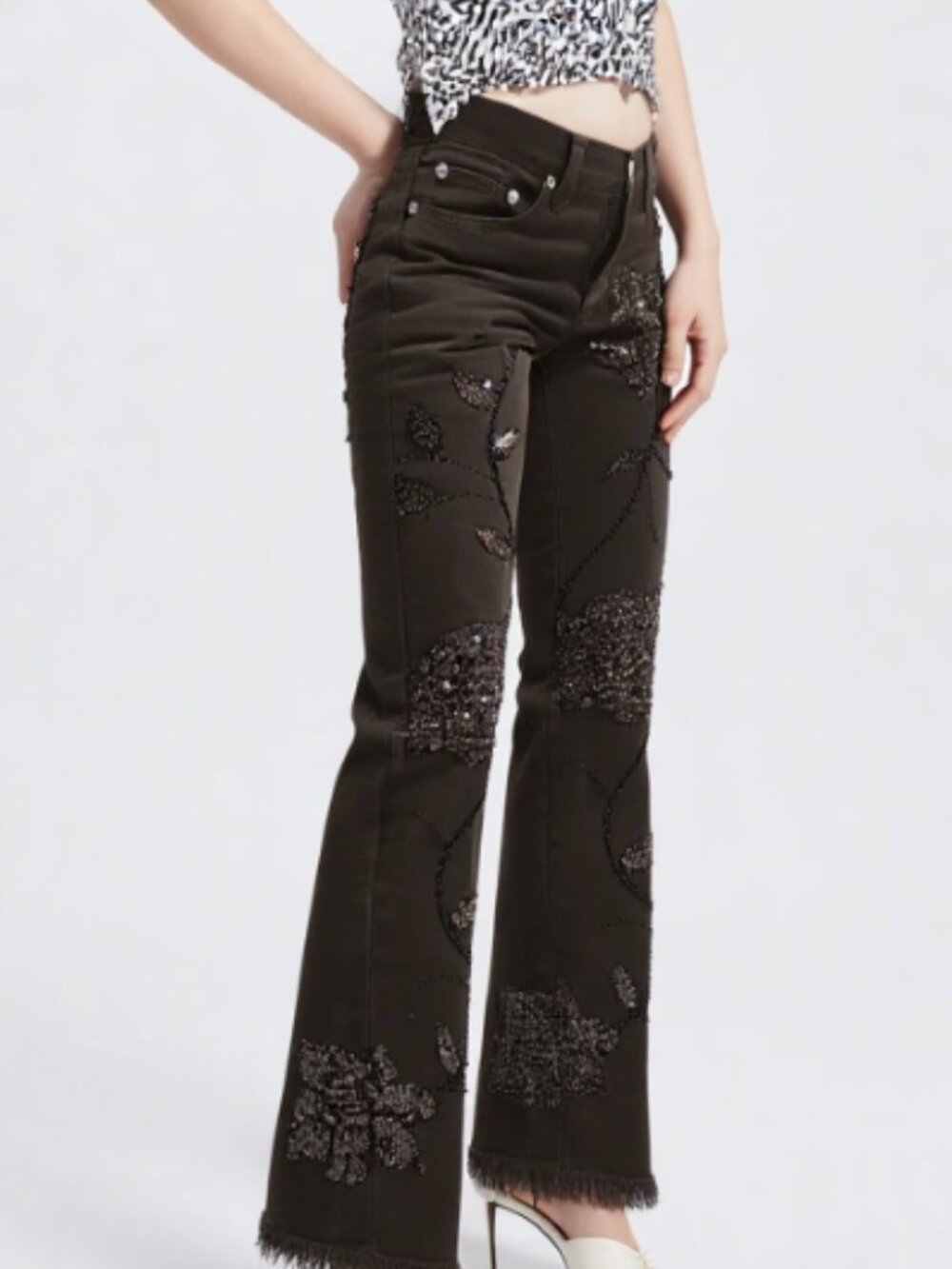 Le Jealous Sequin High Waist Vintage brown Jeans IT40 - Picture 3 of 11